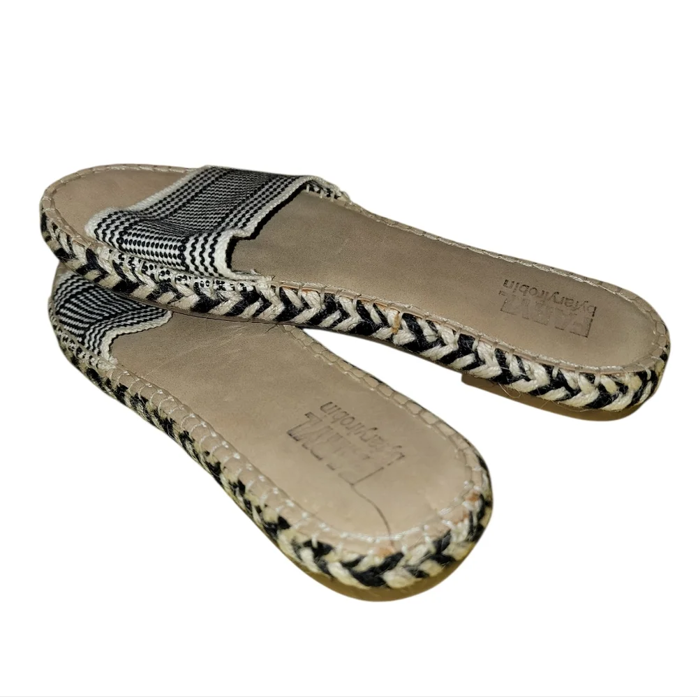 Farylrobin Black And White Espadrille Slides Size 7.5